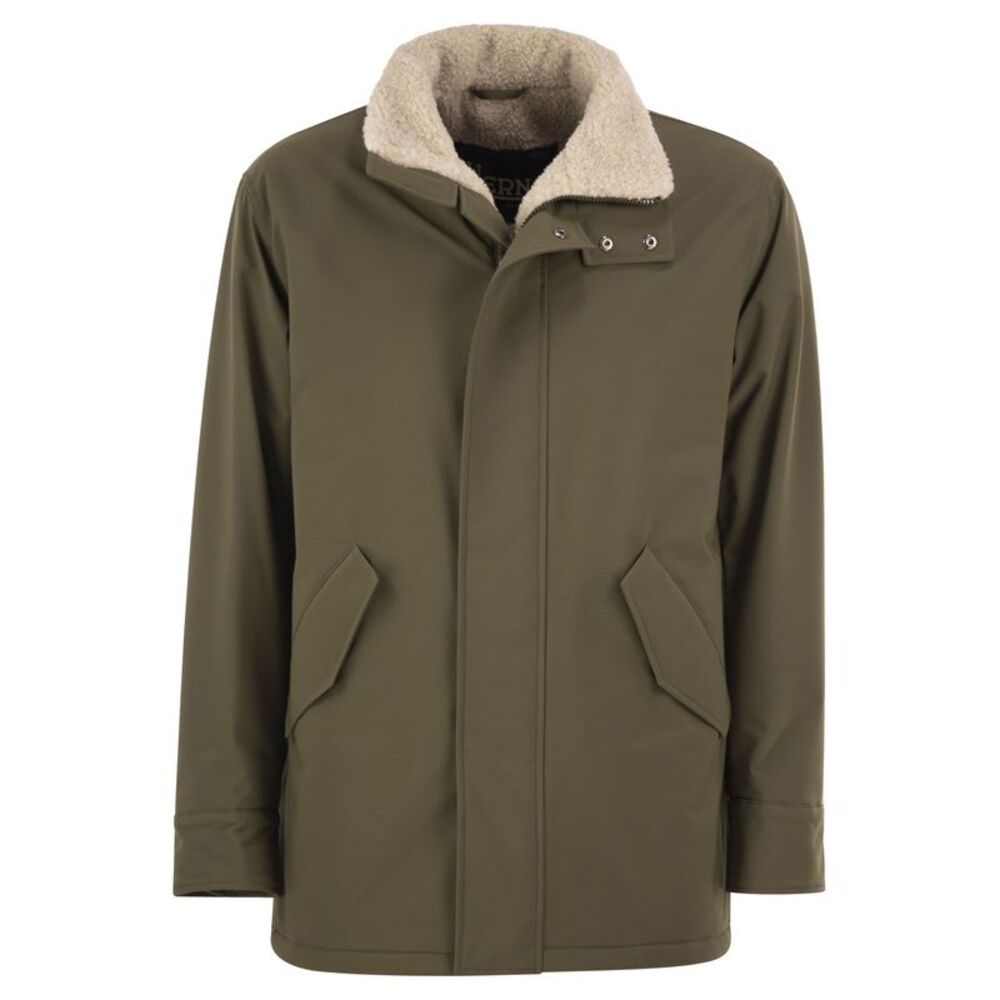 Herno Men Soft Shell Coat With Shearling-Effect Lining